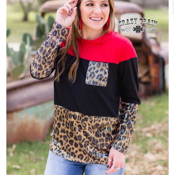 SOLD OUT 🌹PLUS Crazy Train Sequin Leopard ColorBl - Picture 2 of 6